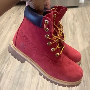Timberland 6 inch Boots. | Color: Blue/Red | Size: 5Y/7W